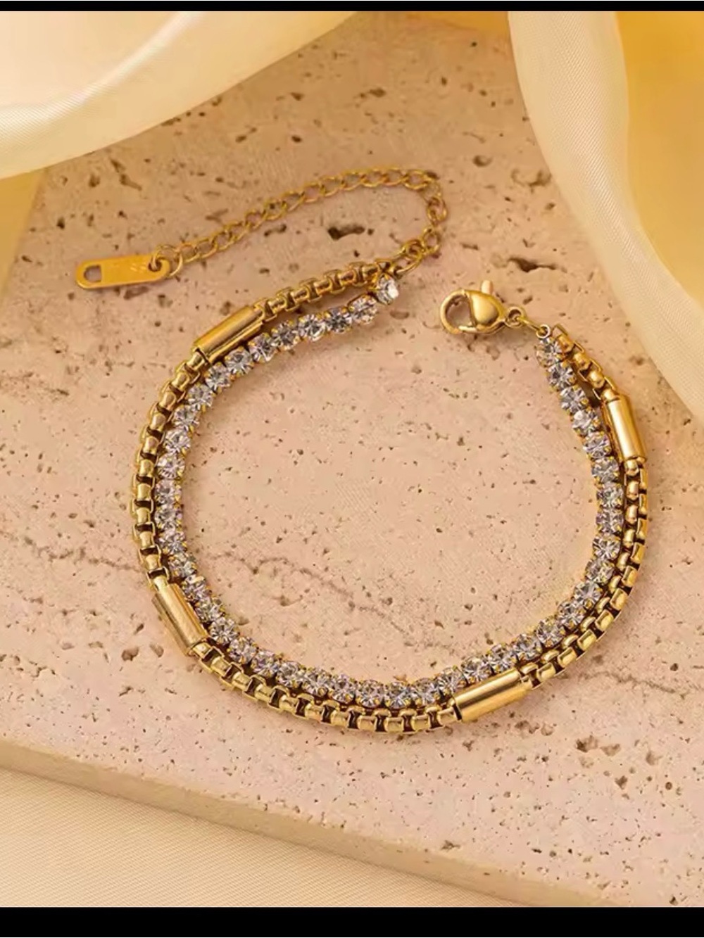 18k Gold plated Crystal Double-Strand Bracelet